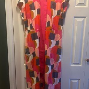 Boden Pink and Orange Geometric Maxi Dress
